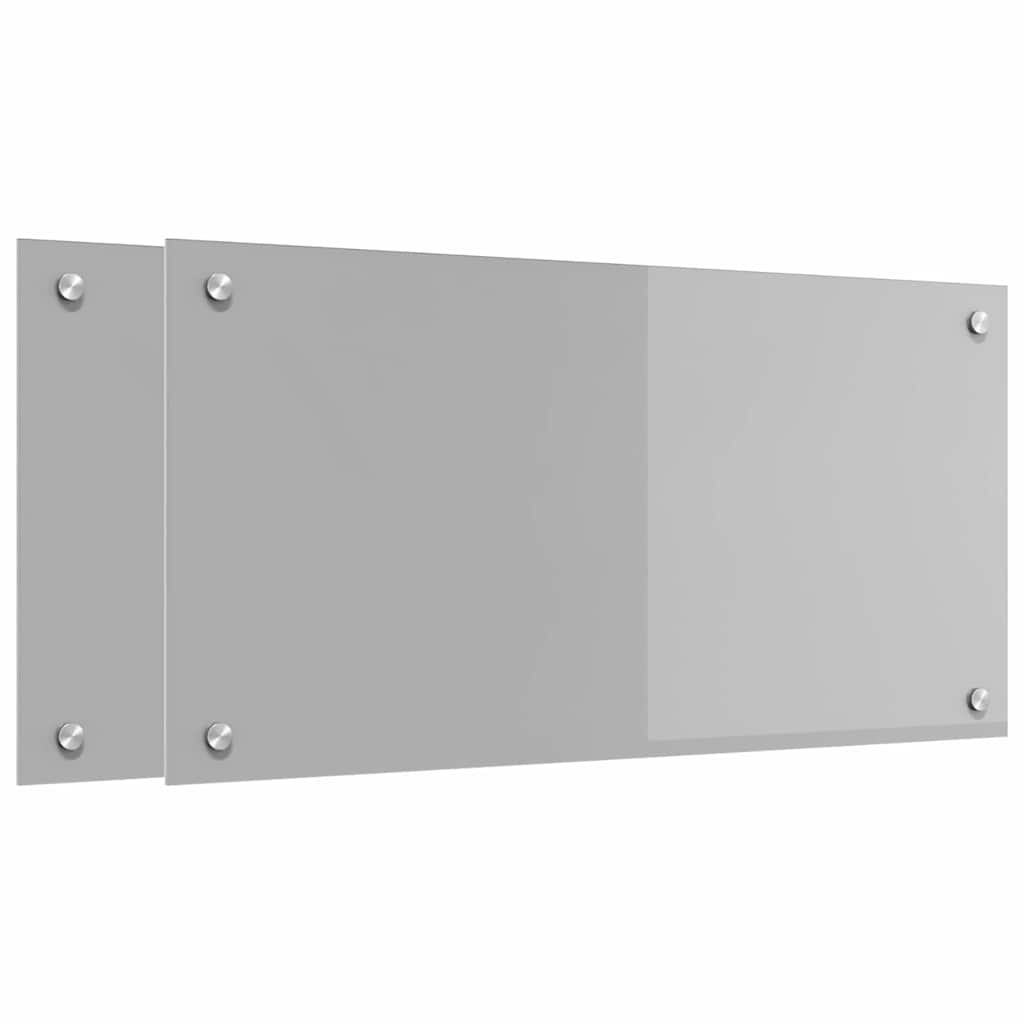 Vidaxxl crédence de cuisine 2 pcs gris clair 80 x 40 cm verre trempé