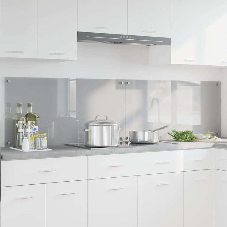 Vidaxxl crédence de cuisine 2 pcs gris clair 100 x 50 cm verre trempé