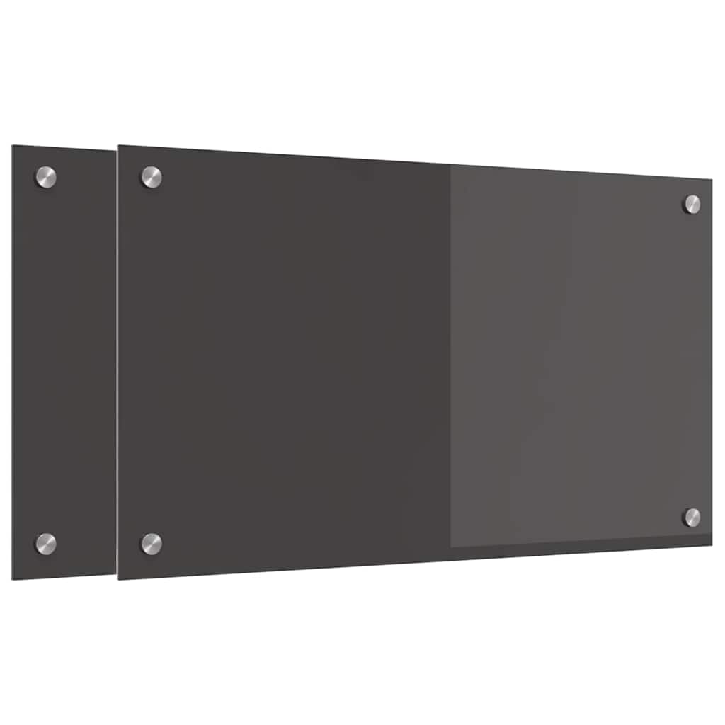 Vidaxxl crédence de cuisine 2 pcs gris foncé 70 x 40 cm verre trempé