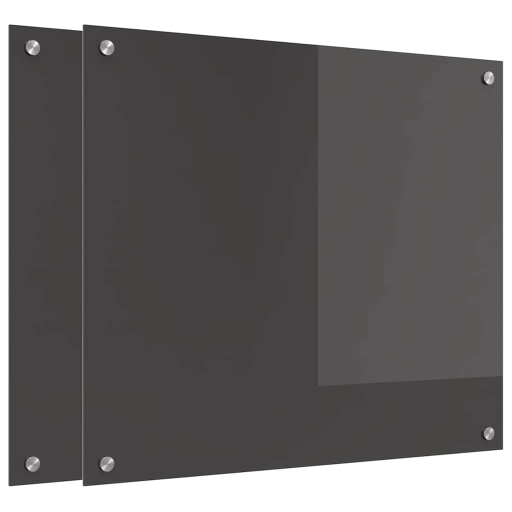 Vidaxxl crédence de cuisine 2 pcs gris foncé 70 x 60 cm verre trempé