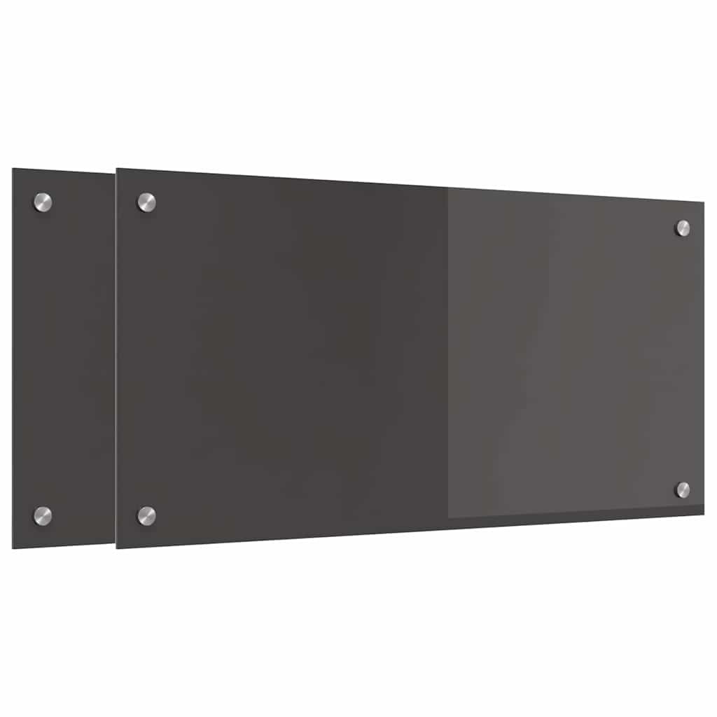 Vidaxxl crédence de cuisine 2 pcs gris foncé 80 x 40 cm verre trempé