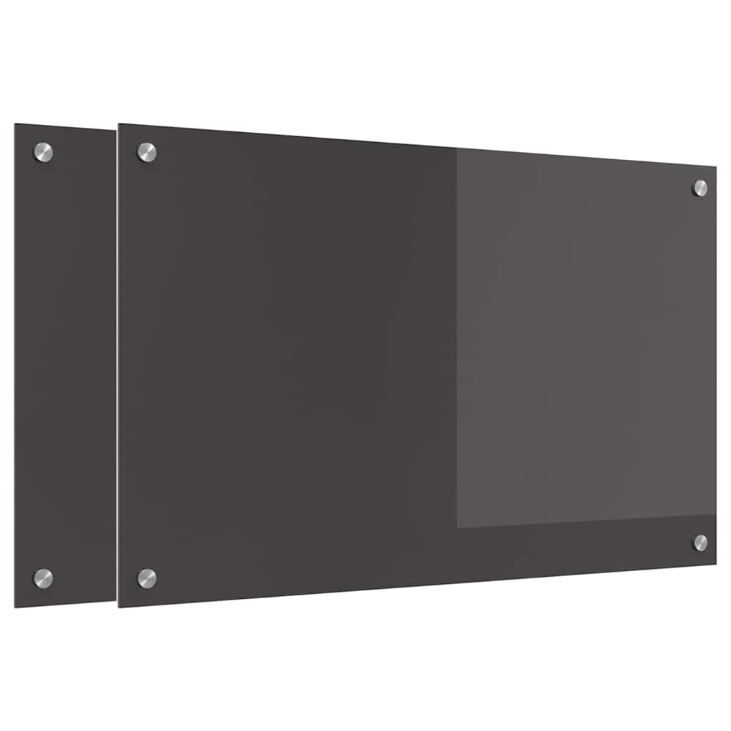 Vidaxxl crédence de cuisine 2 pcs gris foncé 80 x 50 cm verre trempé