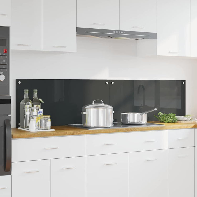 Vidaxxl crédence de cuisine 2 pcs gris foncé 90 x 40 cm verre trempé