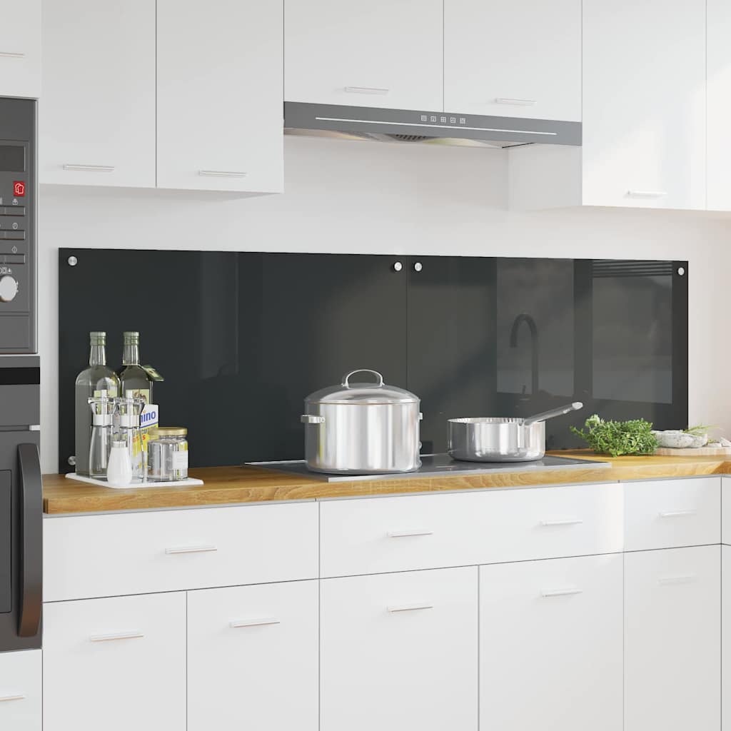 Vidaxxl crédence de cuisine 2 pcs gris foncé 90 x 50 cm verre trempé