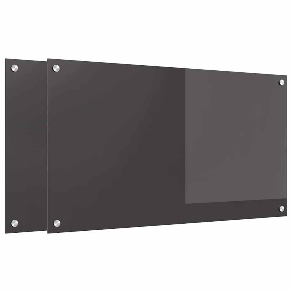 Vidaxxl crédence de cuisine 2 pcs gris foncé 90 x 50 cm verre trempé
