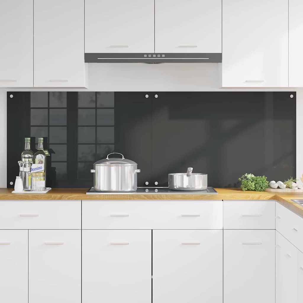 Vidaxxl crédence de cuisine 2 pcs gris foncé 90 x 60 cm verre trempé
