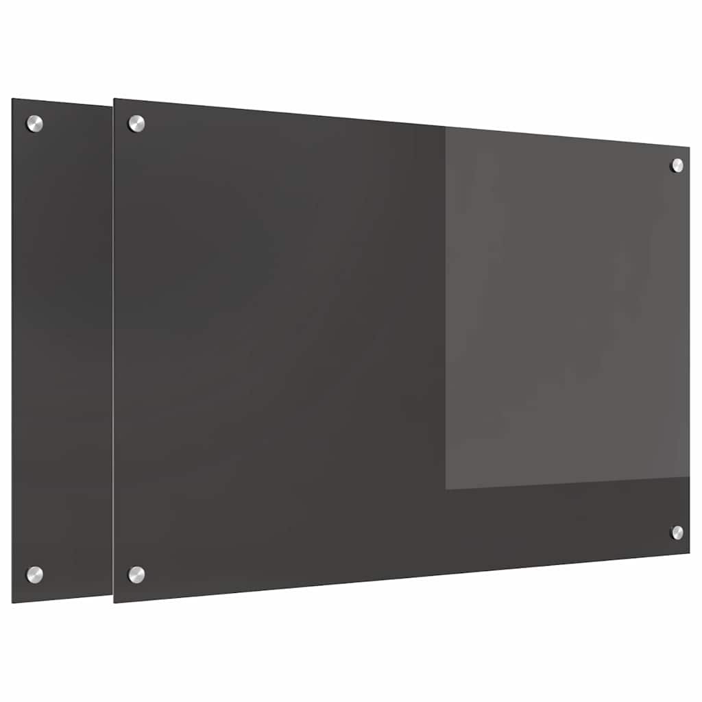 Vidaxxl crédence de cuisine 2 pcs gris foncé 90 x 60 cm verre trempé