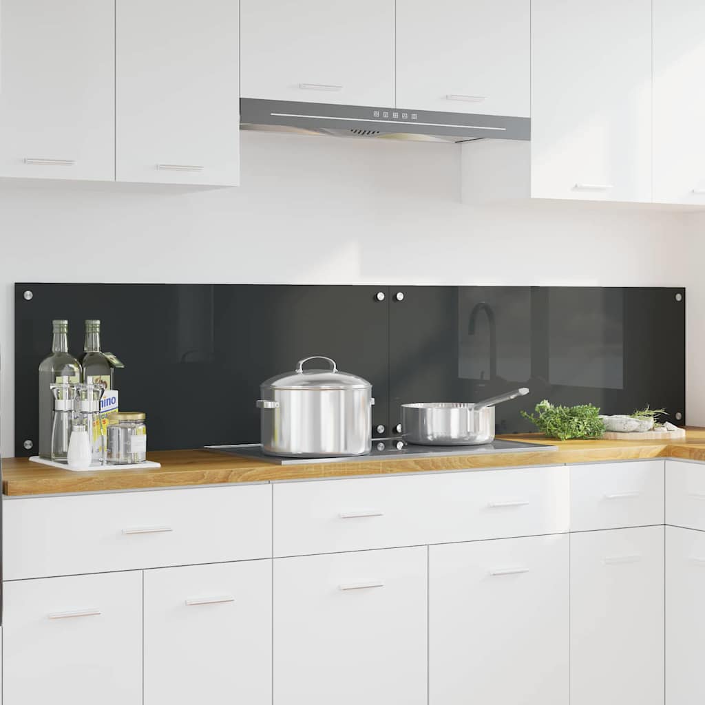 Vidaxxl crédence de cuisine 2 pcs gris foncé 100 x 40 cm verre trempé