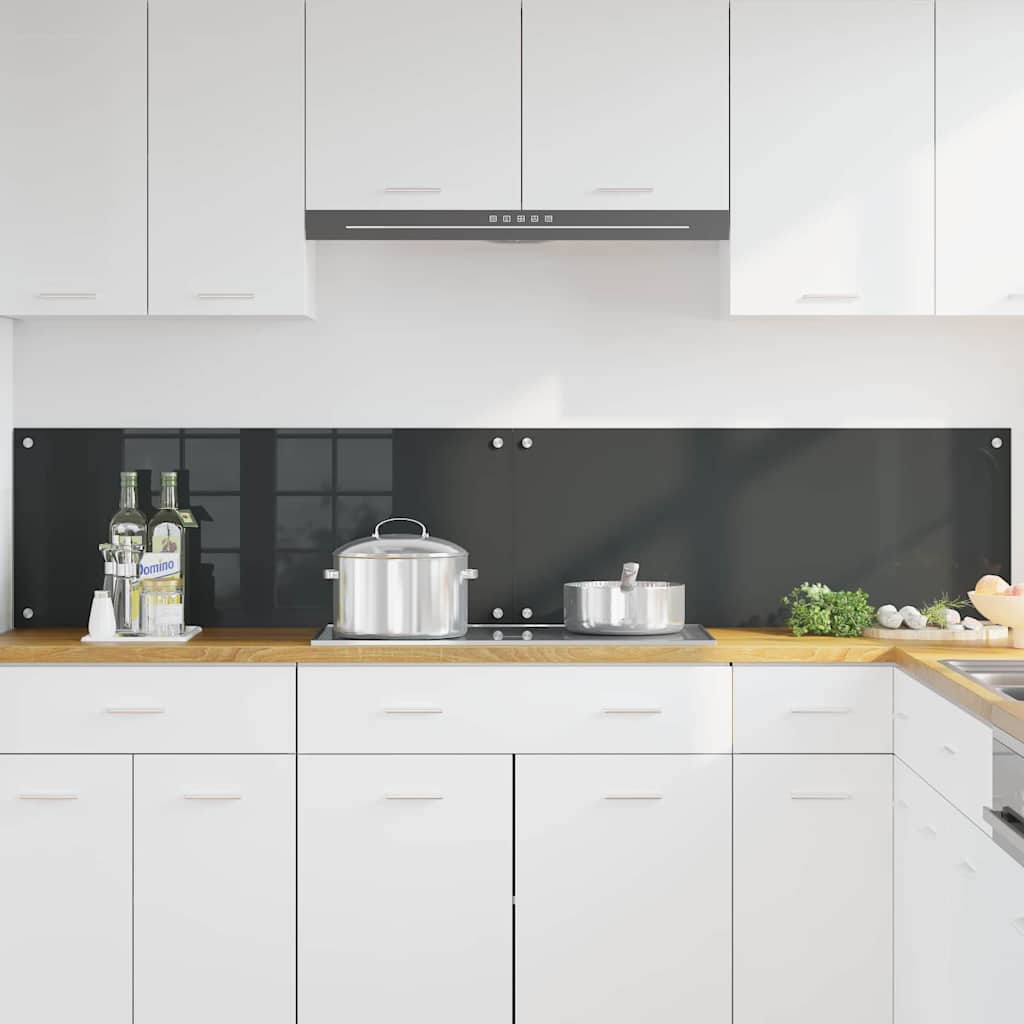 Vidaxxl crédence de cuisine 2 pcs gris foncé 100 x 40 cm verre trempé