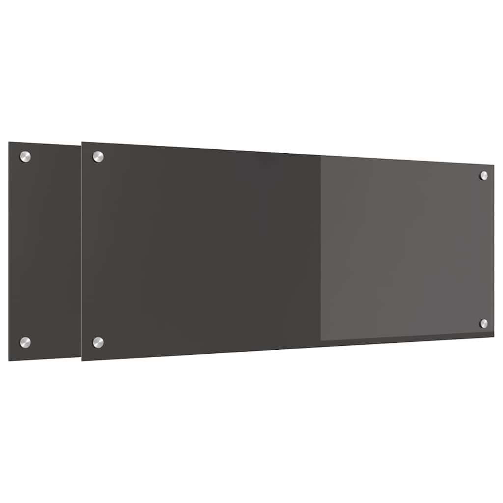 Vidaxxl crédence de cuisine 2 pcs gris foncé 100 x 40 cm verre trempé
