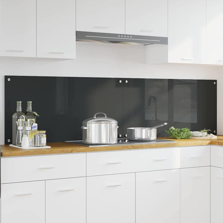 Vidaxxl crédence de cuisine 2 pcs gris foncé 100 x 50 cm verre trempé