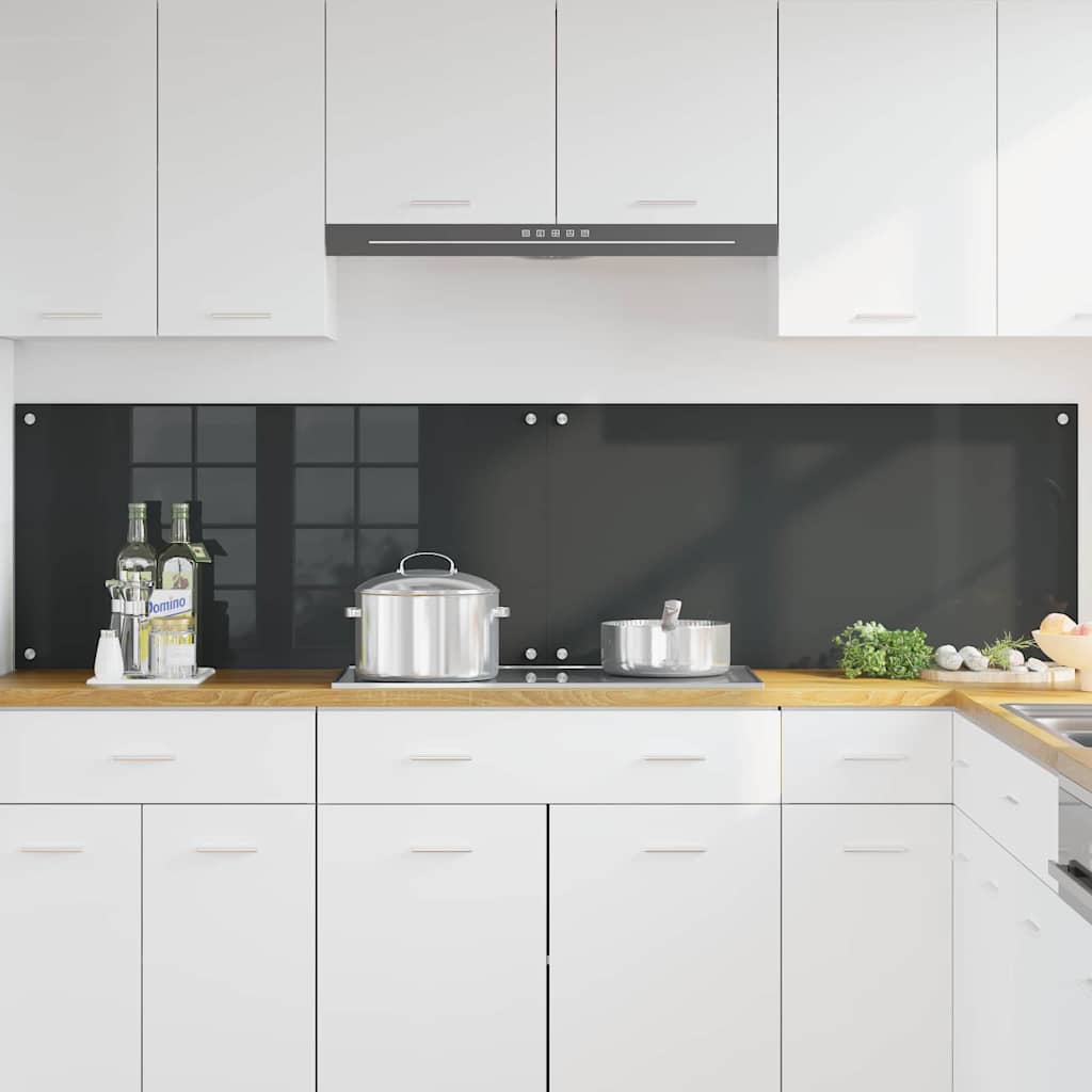 Vidaxxl crédence de cuisine 2 pcs gris foncé 100 x 50 cm verre trempé