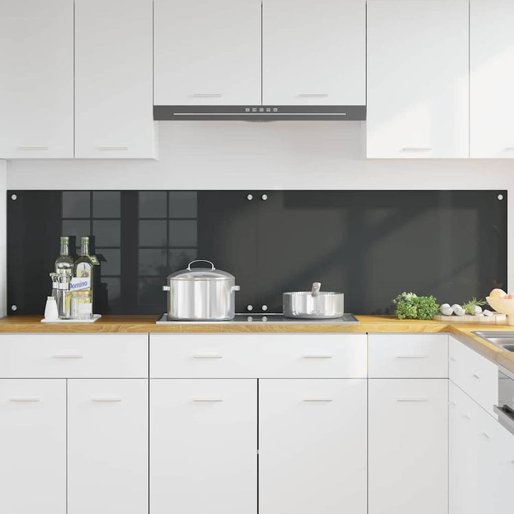 Vidaxxl crédence de cuisine 2 pcs gris foncé 100 x 50 cm verre trempé