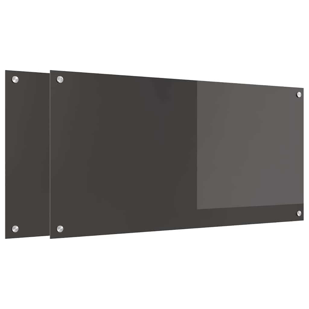 Vidaxxl crédence de cuisine 2 pcs gris foncé 100 x 50 cm verre trempé