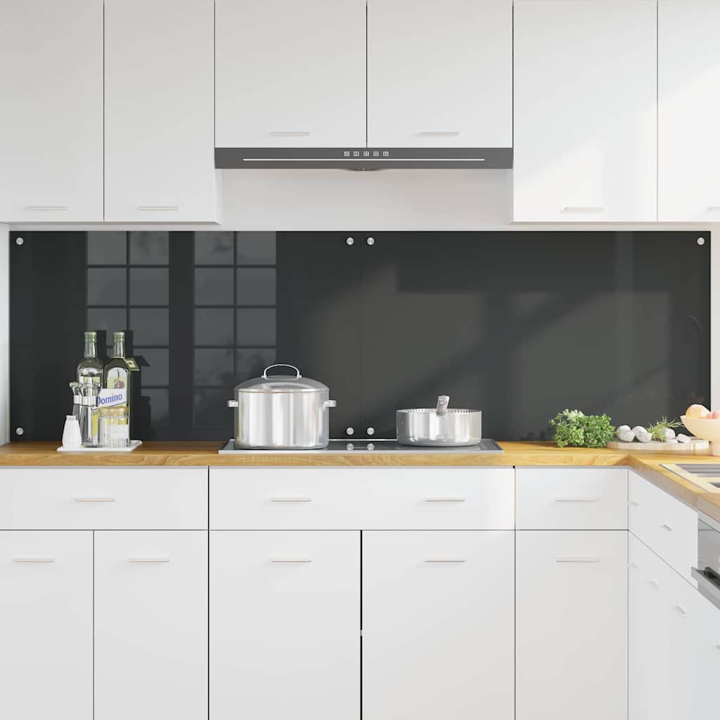 Vidaxxl crédence de cuisine 2 pcs gris foncé 100 x 60 cm verre trempé