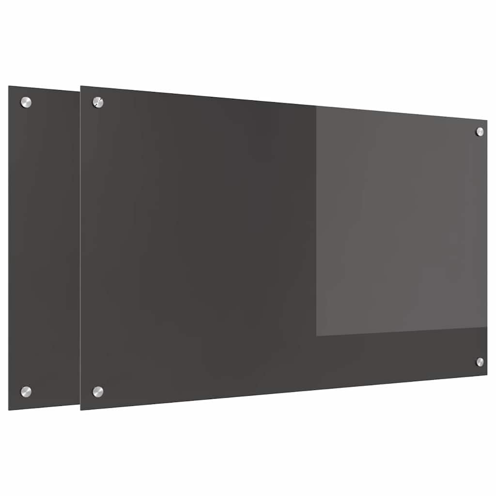 Vidaxxl crédence de cuisine 2 pcs gris foncé 100 x 60 cm verre trempé