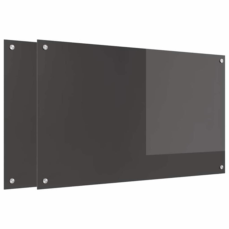 Vidaxxl crédence de cuisine 2 pcs gris foncé 100 x 60 cm verre trempé
