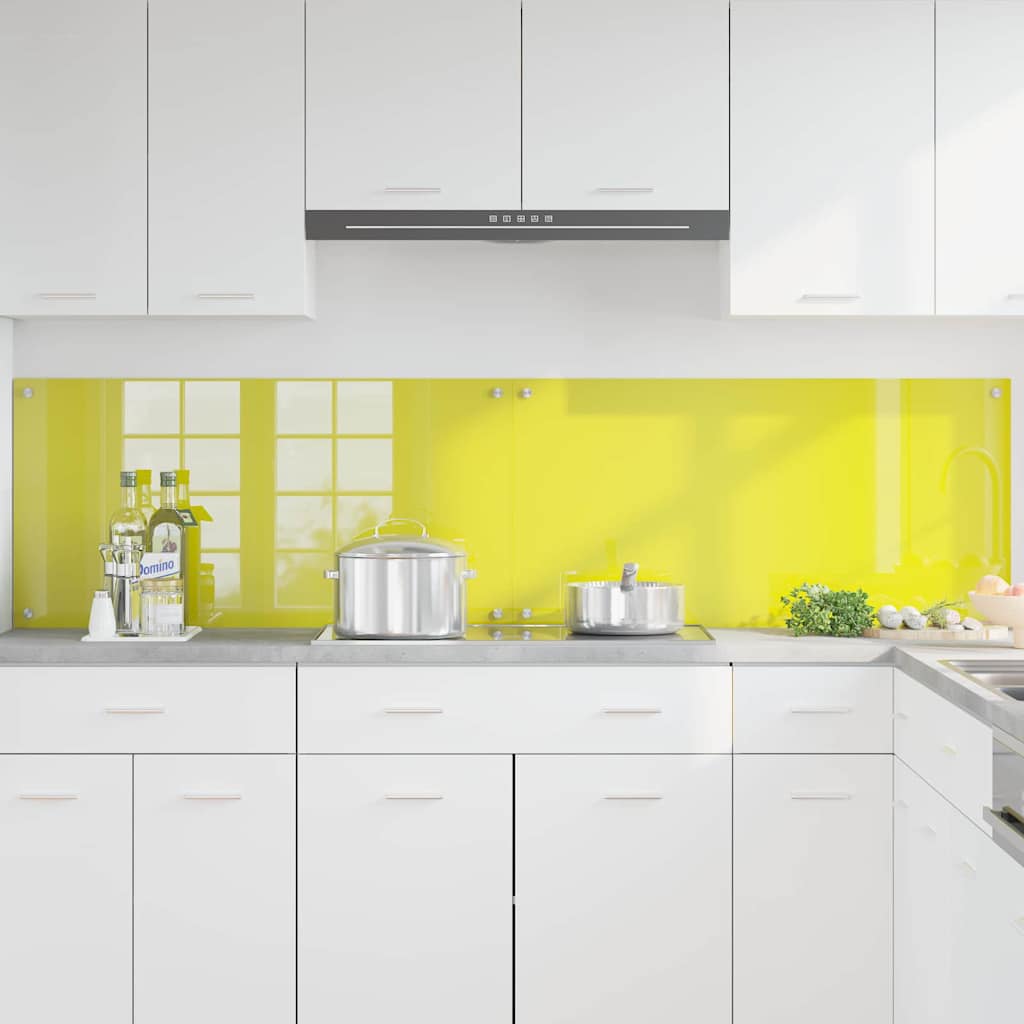 Vidaxxl protection anti-éclaboussures de cuisine 2 pcs jaune 100 x 50 cm verre trempé