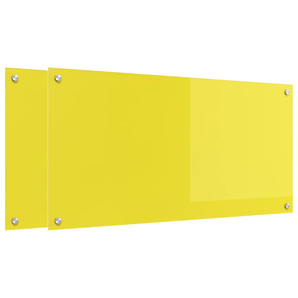 Vidaxxl protection anti-éclaboussures de cuisine 2 pcs jaune 100 x 50 cm verre trempé
