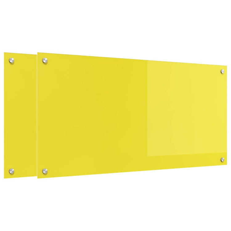 Vidaxxl protection anti-éclaboussures de cuisine 2 pcs jaune 100 x 50 cm verre trempé