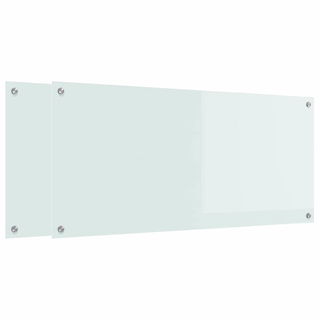VidaXL crédence de cuisine 2 pcs blanc 110 x 50 cm verre trempé