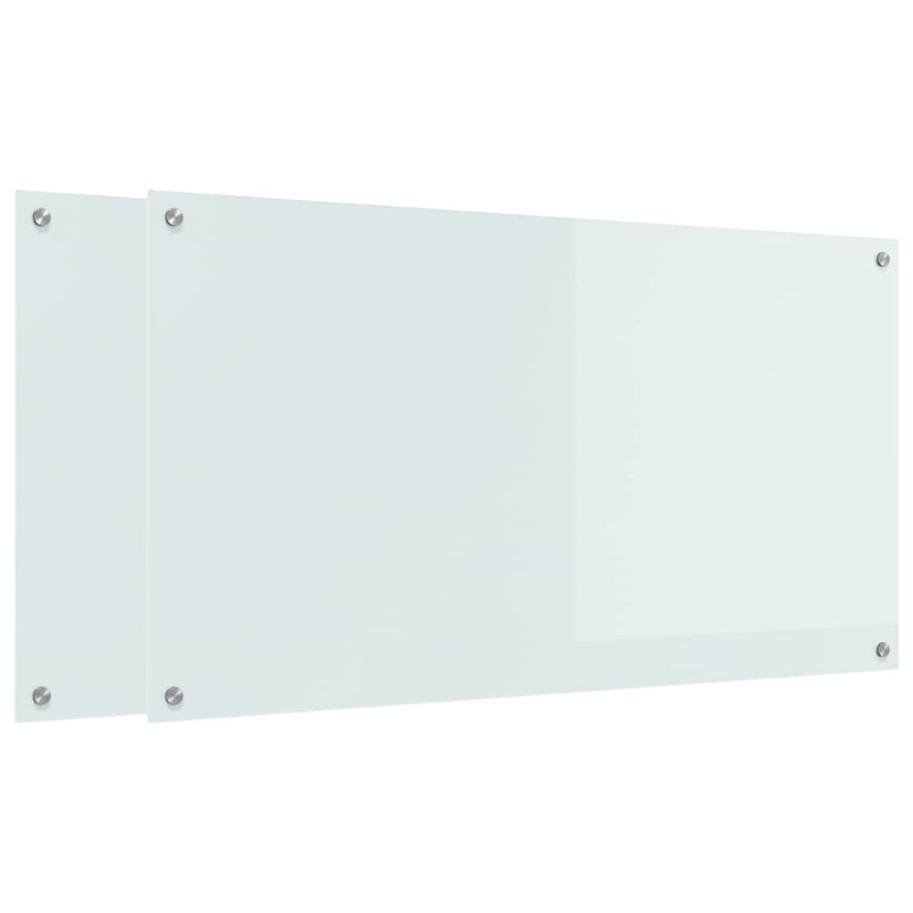 Vidaxxl crédence de cuisine 2 pcs blanc 110 x 60 cm verre trempé