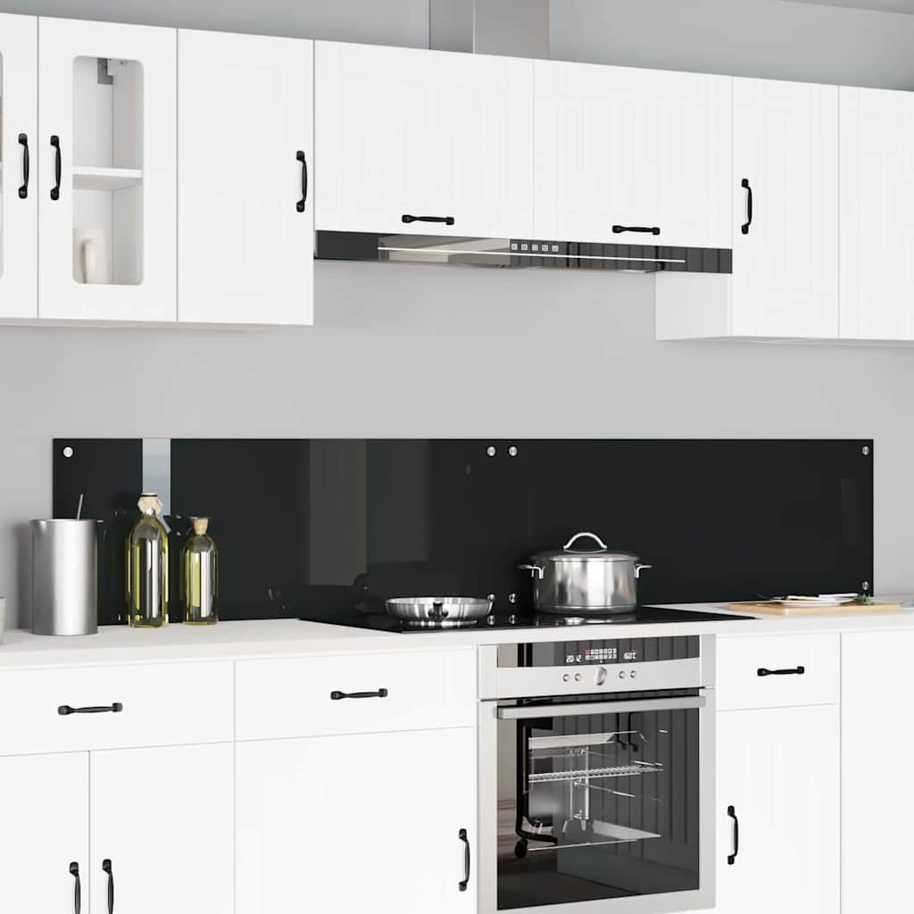 Vidaxxl crédence de cuisine 2 pcs noir 110 x 40 cm verre trempé