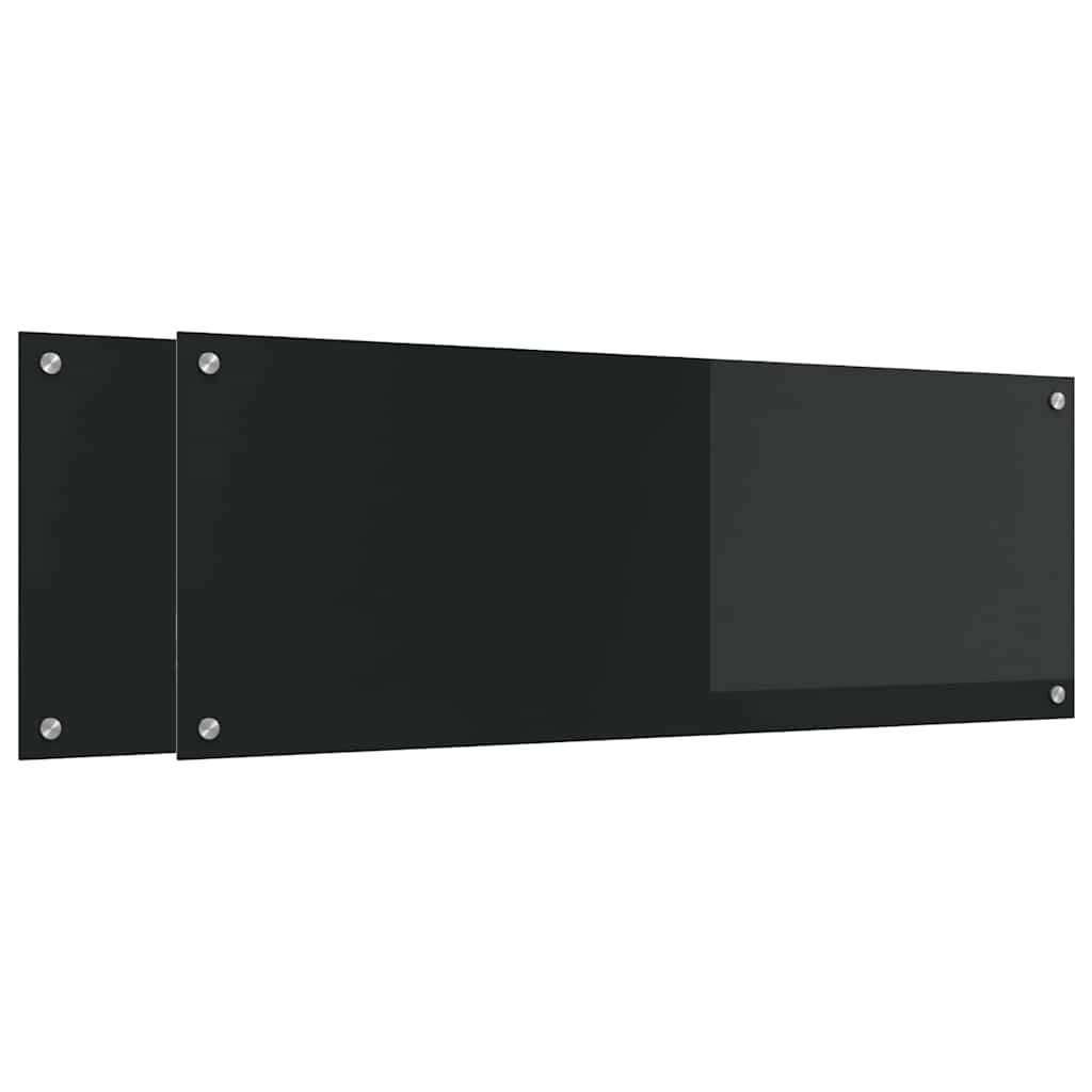Vidaxxl crédence de cuisine 2 pcs noir 110 x 40 cm verre trempé