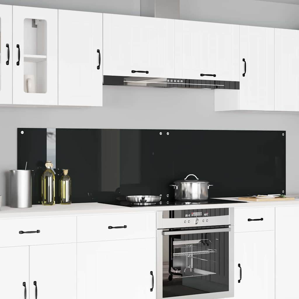Vidaxxl crédence de cuisine 2 pcs noir 110 x 50 cm verre trempé