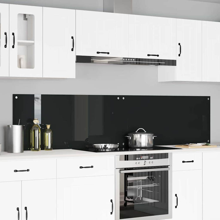 Vidaxxl crédence de cuisine 2 pcs noir 110 x 50 cm verre trempé