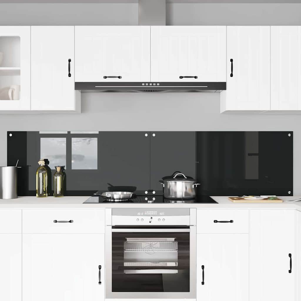 Vidaxxl crédence de cuisine 2 pcs noir 110 x 50 cm verre trempé
