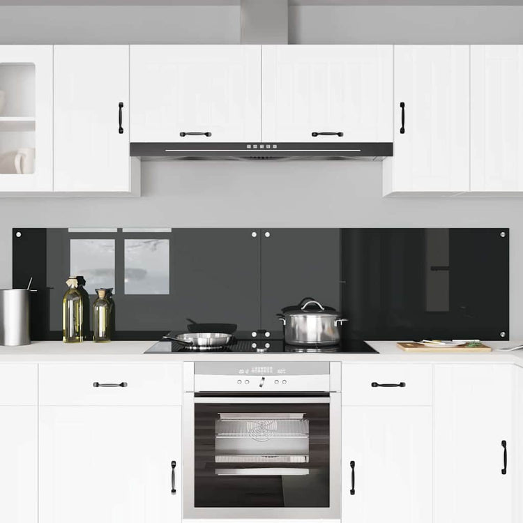 Vidaxxl crédence de cuisine 2 pcs noir 110 x 50 cm verre trempé