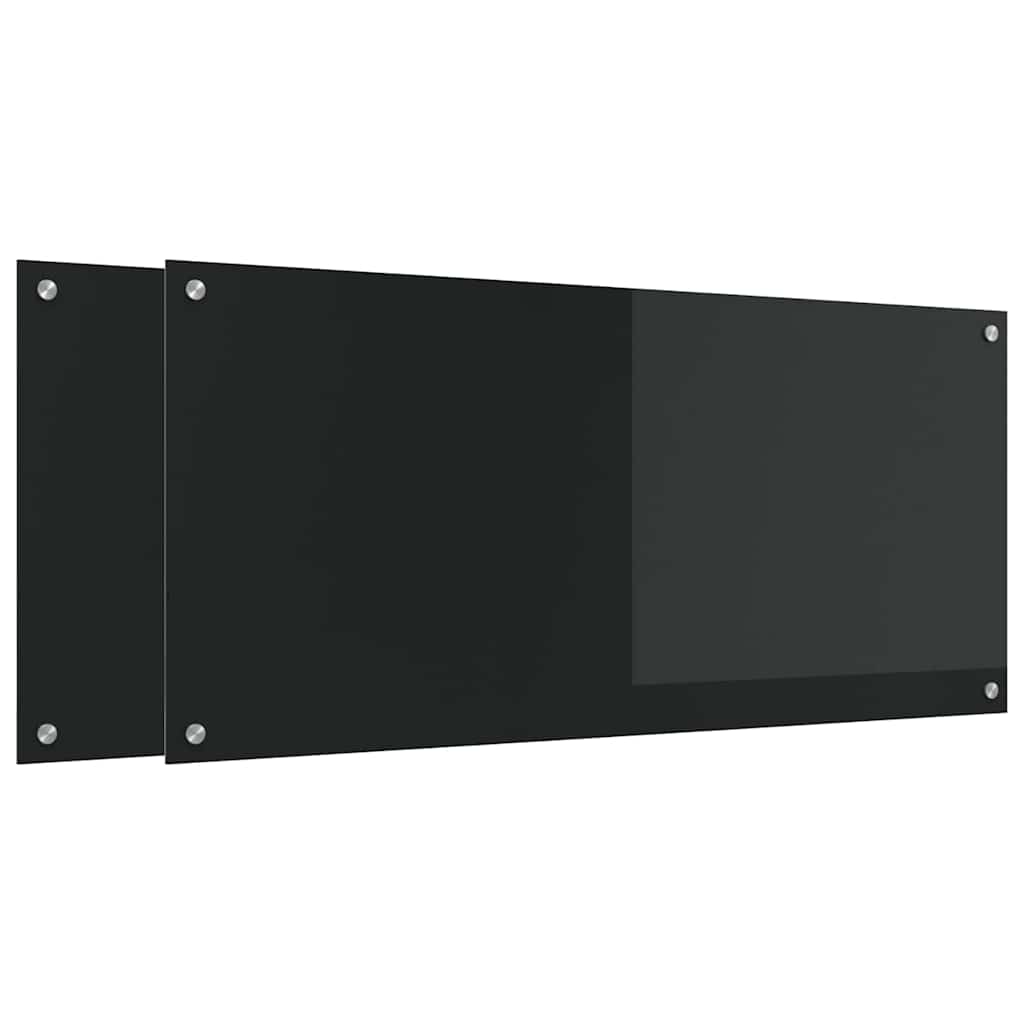 Vidaxxl crédence de cuisine 2 pcs noir 110 x 50 cm verre trempé