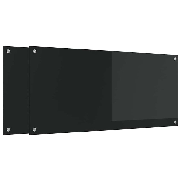 Vidaxxl crédence de cuisine 2 pcs noir 110 x 50 cm verre trempé