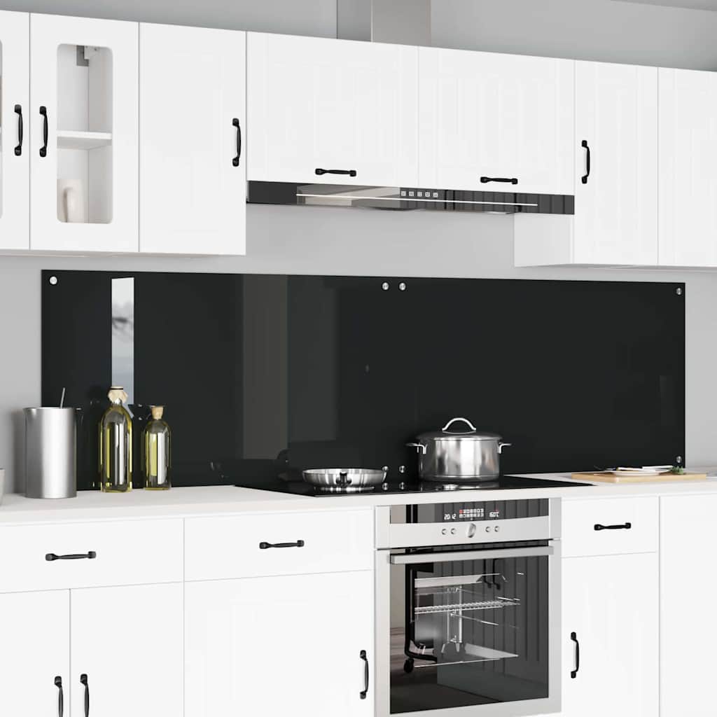Vidaxxl crédence de cuisine 2 pcs noir 110 x 60 cm verre trempé