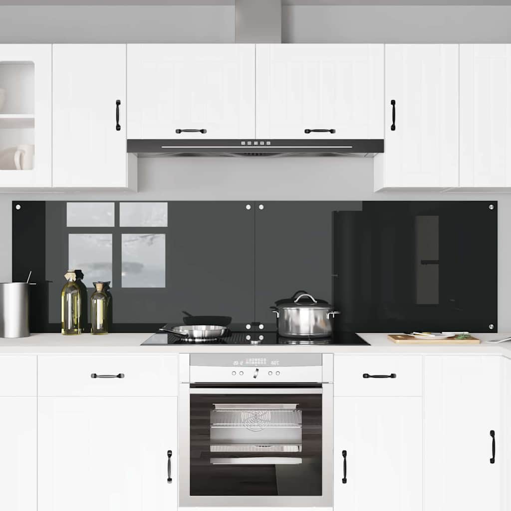 Vidaxxl crédence de cuisine 2 pcs noir 110 x 60 cm verre trempé