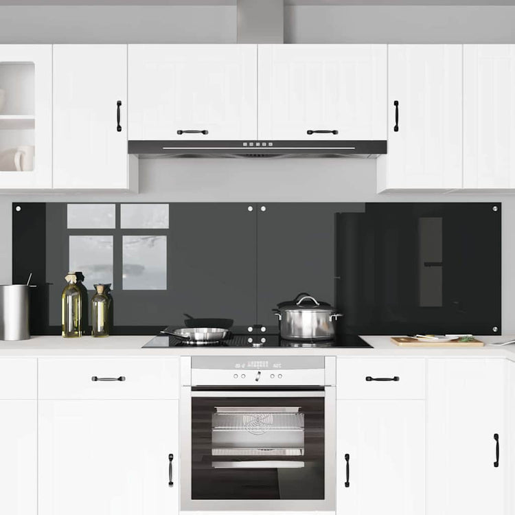 Vidaxxl crédence de cuisine 2 pcs noir 110 x 60 cm verre trempé