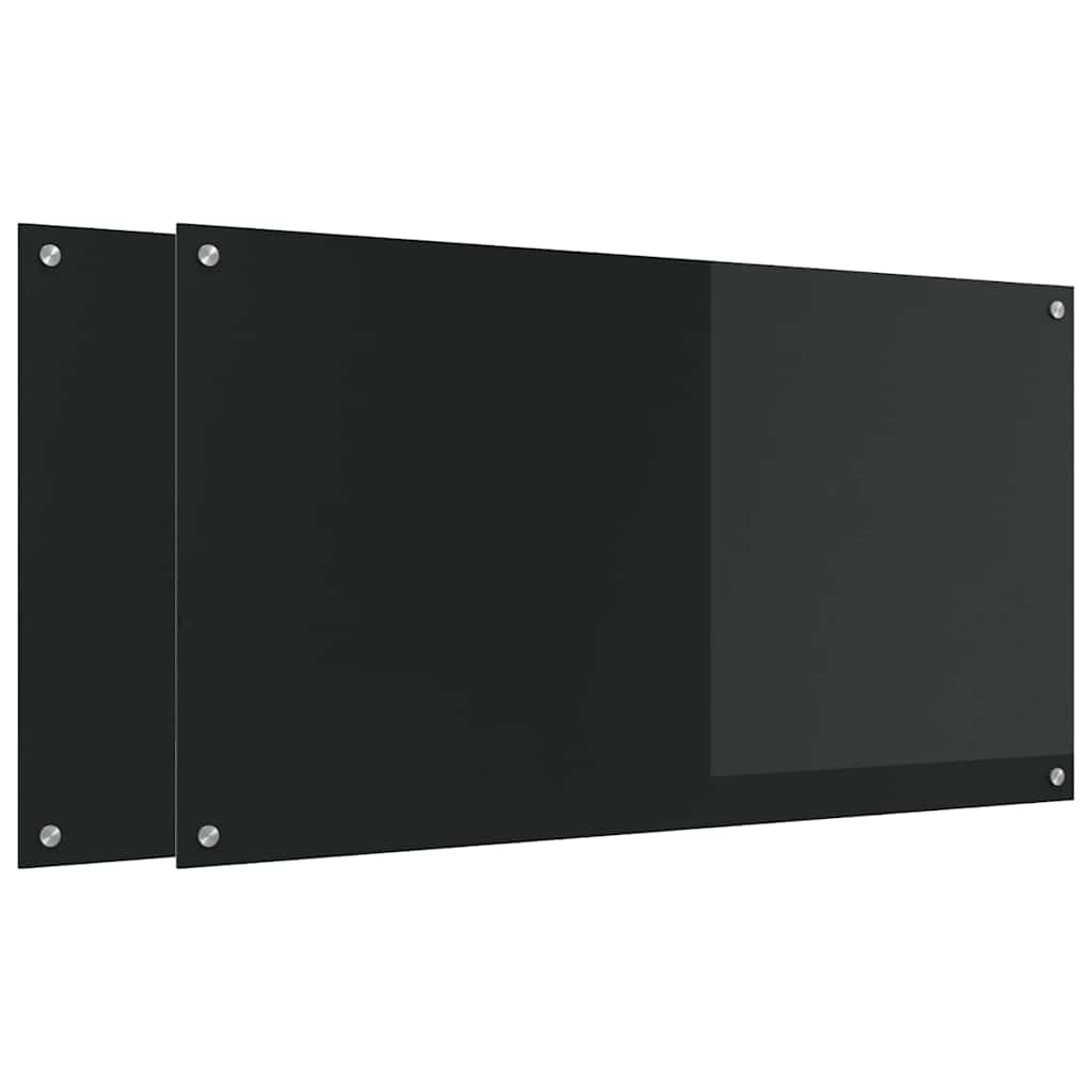 Vidaxxl crédence de cuisine 2 pcs noir 110 x 60 cm verre trempé