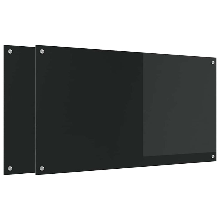Vidaxxl crédence de cuisine 2 pcs noir 110 x 60 cm verre trempé