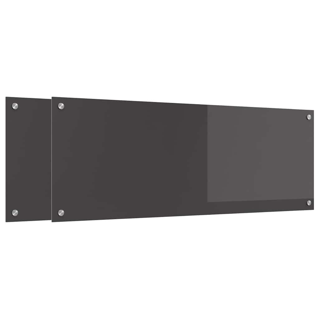 Vidaxxl crédence de cuisine 2 pcs gris foncé 110 x 40 cm verre trempé