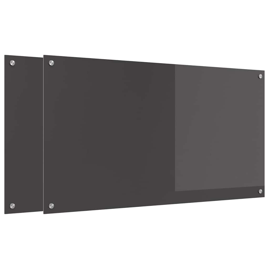 Vidaxxl crédence de cuisine 2 pcs gris foncé 110 x 60 cm verre trempé