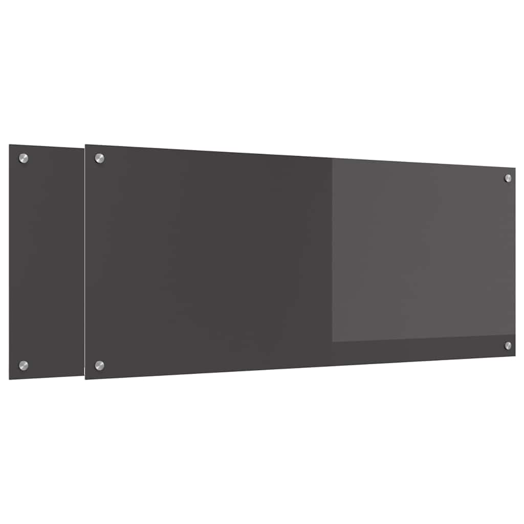 Vidaxxl crédence de cuisine 2 pcs gris foncé 120 x 50 cm verre trempé