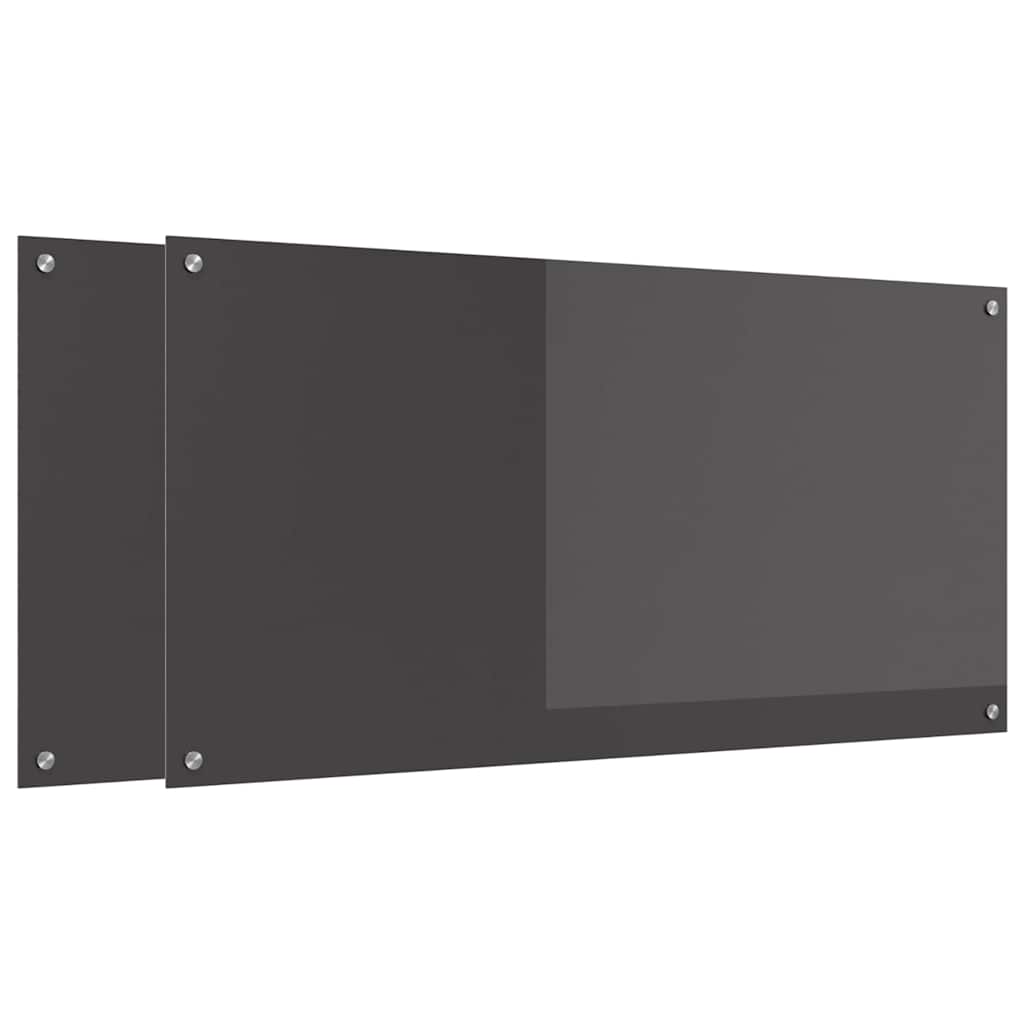 Vidaxxl crédence de cuisine 2 pcs gris foncé 120 x 60 cm verre trempé
