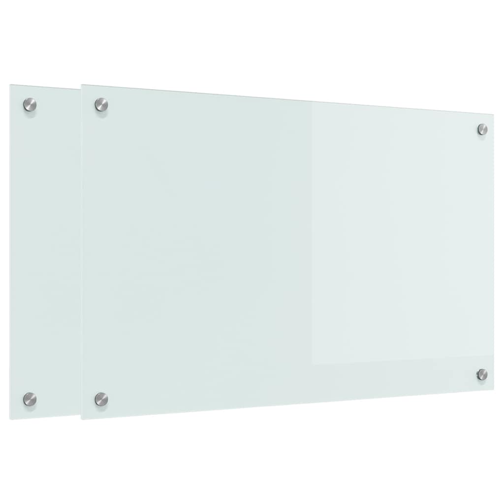 VidaXL paroi arrière de cuisine 2 pcs blanc 80 x 50 cm verre trempé