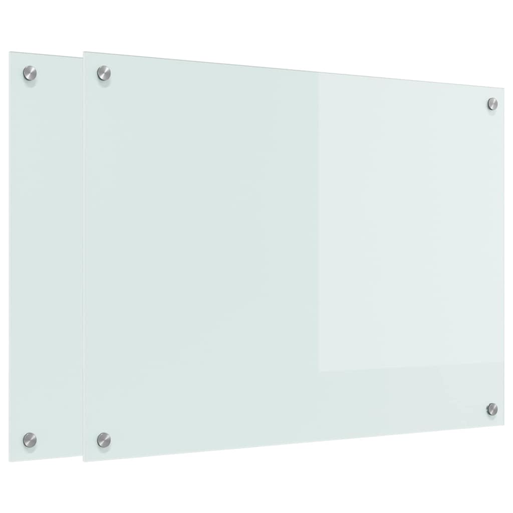 VidaXL paroi arrière de cuisine 2 pcs blanc 80 x 60 cm verre trempé