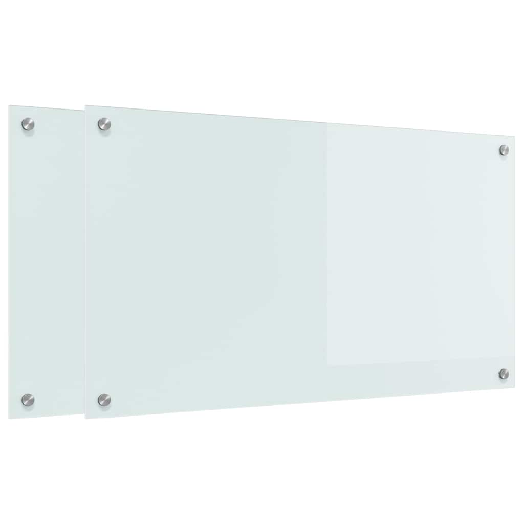 VidaXL paroi arrière de cuisine 2 pcs blanc 90 x 50 cm verre trempé