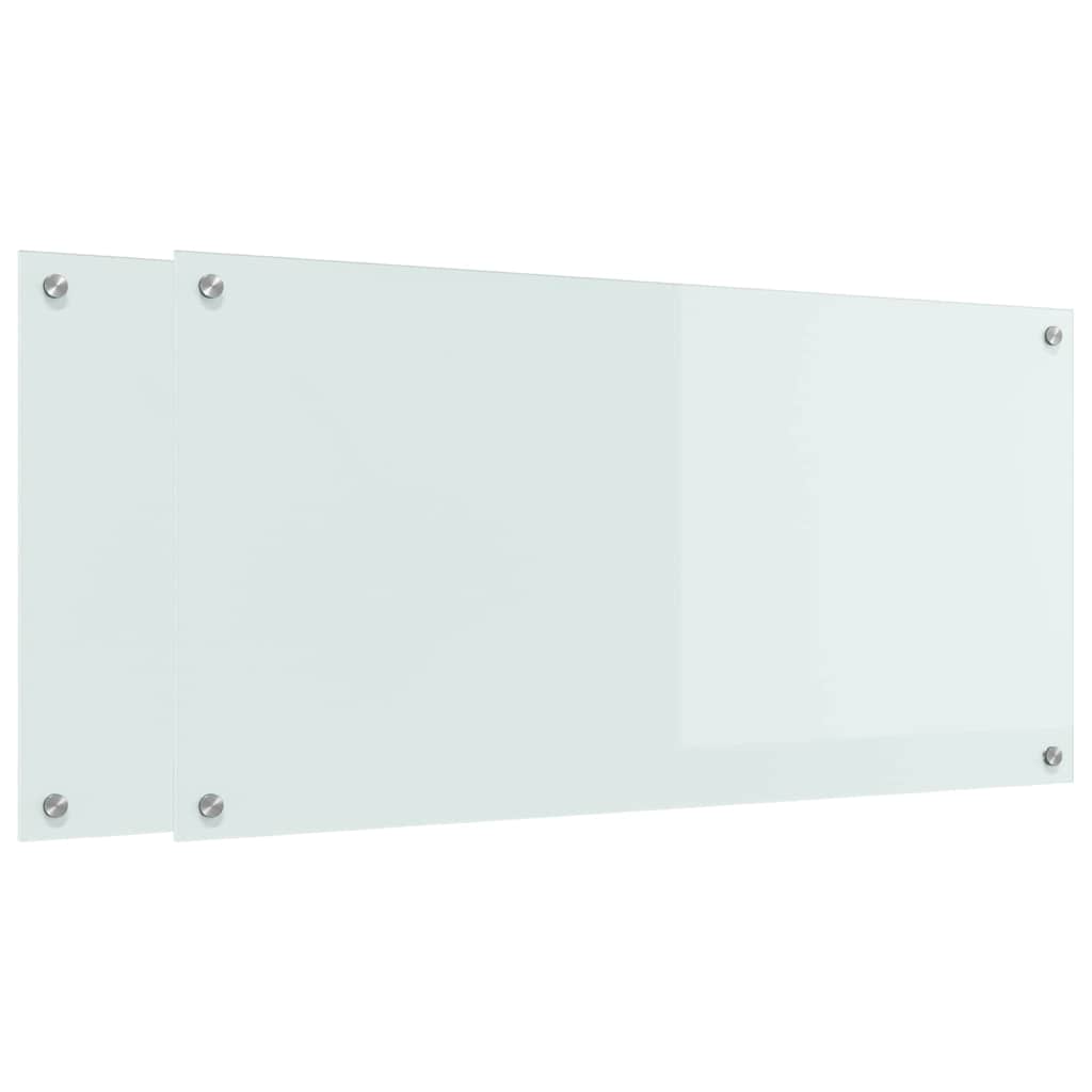 VidaXL paroi arrière de cuisine 2 pcs blanc 100 x 50 cm verre trempé