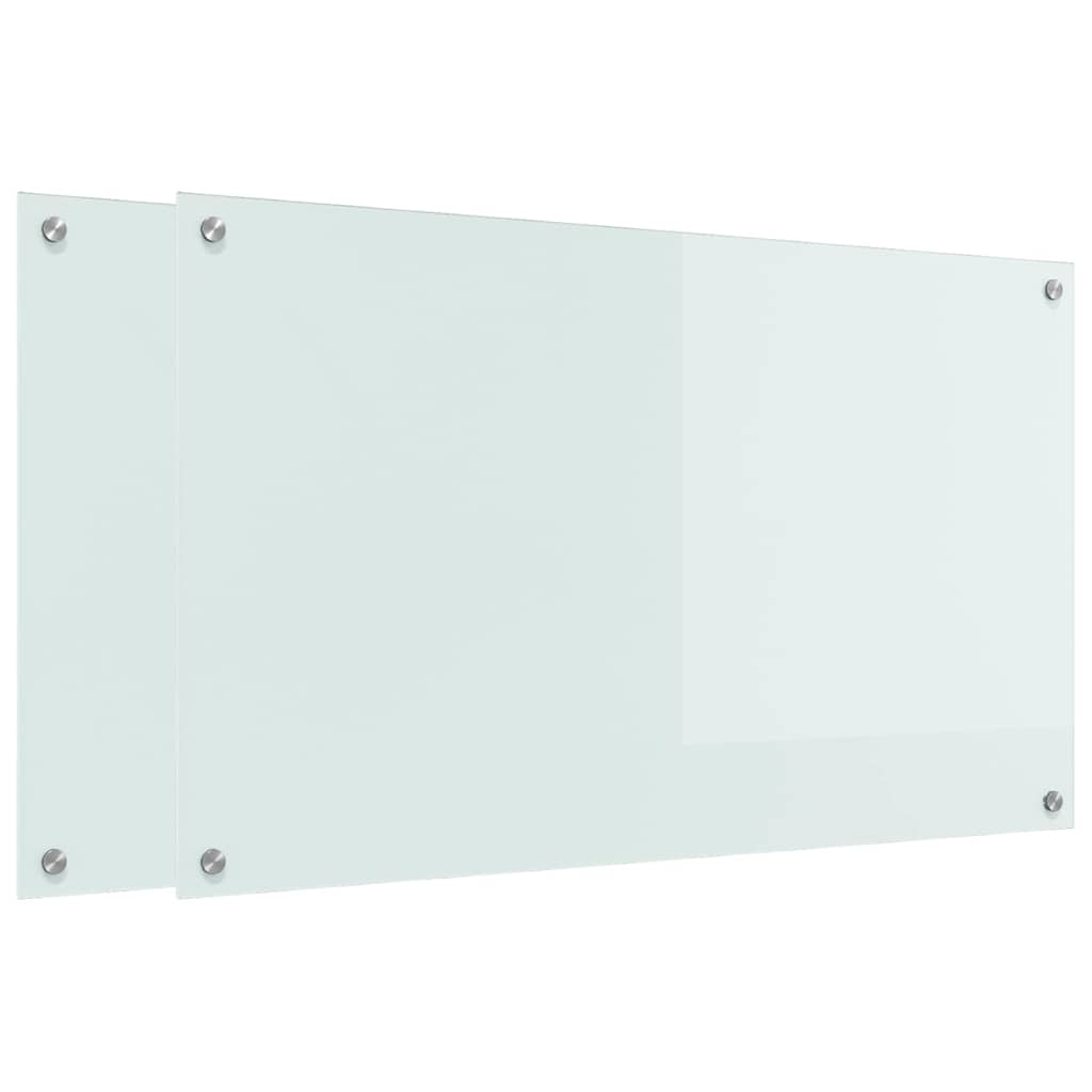 VidaXL paroi arrière de cuisine 2 pcs blanc 100 x 60 cm verre trempé