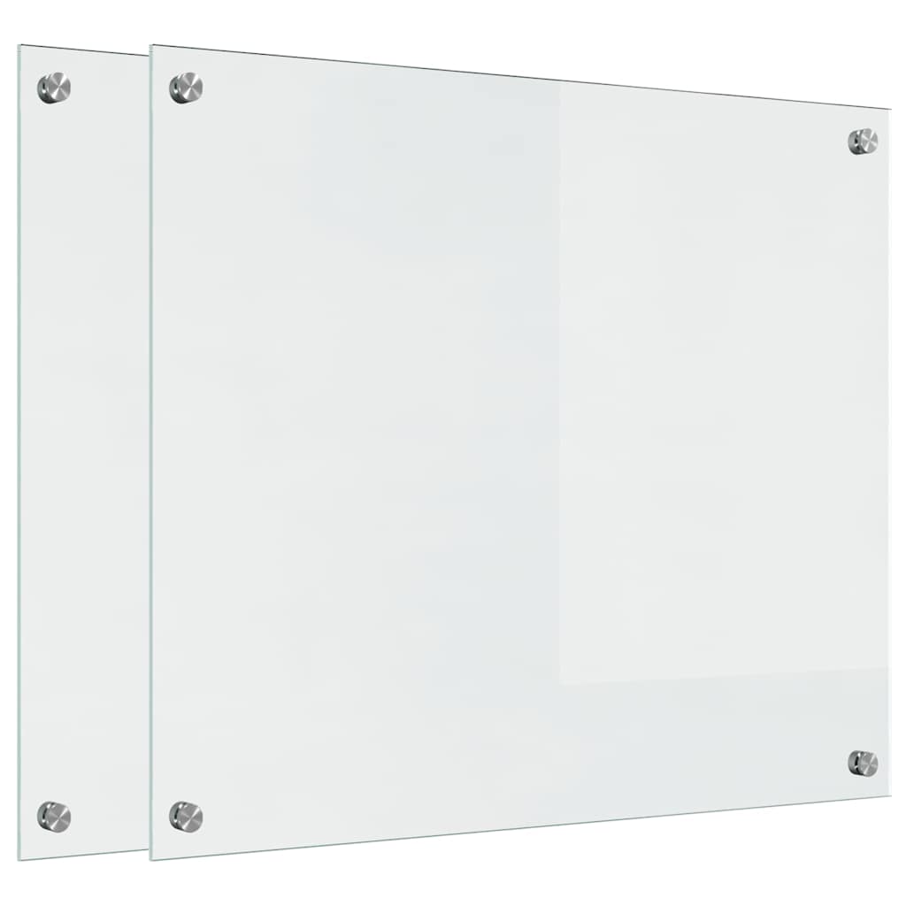 VidaXL paroi arrière de cuisine 2 pcs transparent 70 x 60 cm verre trempé