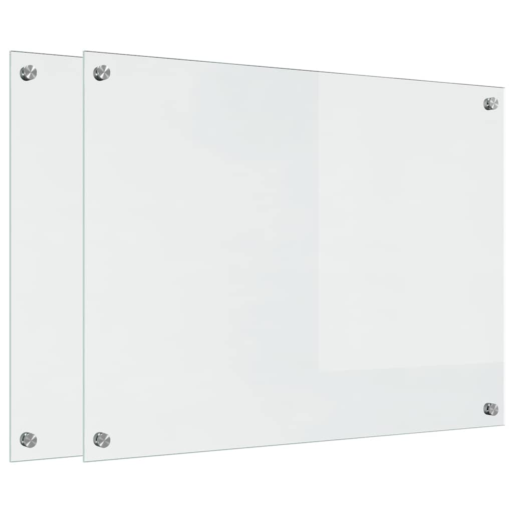 VidaXL paroi arrière de cuisine 2 pcs transparent 80 x 60 cm verre trempé